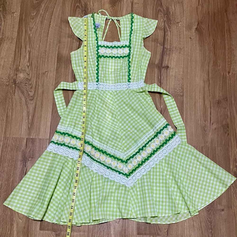 Vintage Girls Green Check Facho Petite Dress